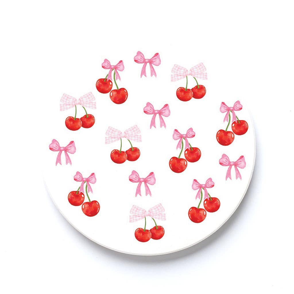 Cherries & Bows Car Coaster