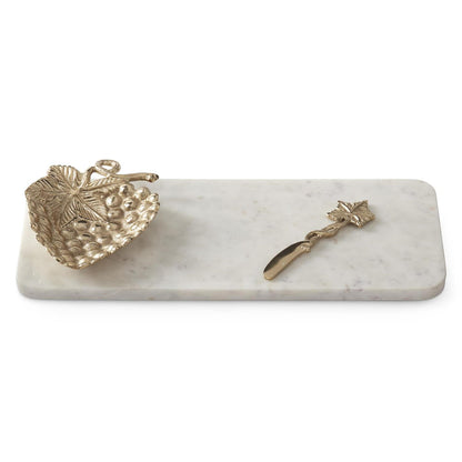 White Marble Cheese Tray & Strawberry Dish Set