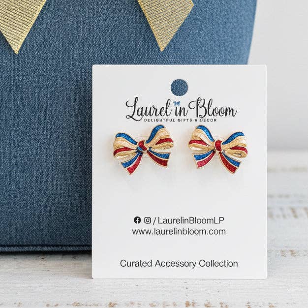Patriotic Style Bow Earrings