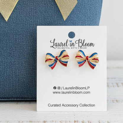 Patriotic Style Bow Earrings