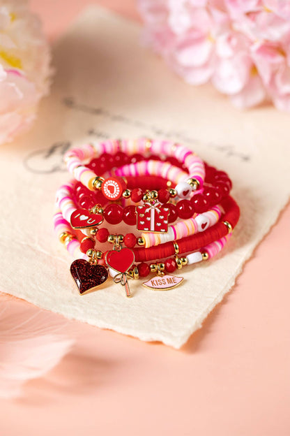 I Love U Valentine's Day Bead Bracelet Set