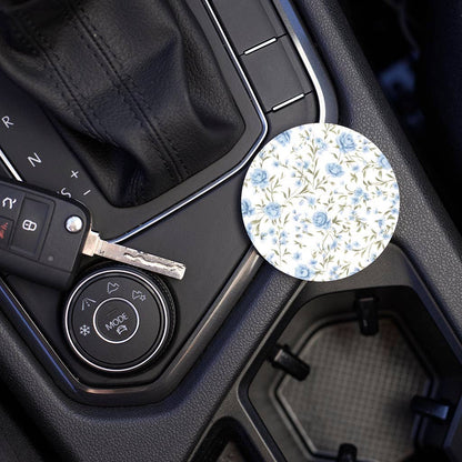 Blue Floral Pattern Car Coaster