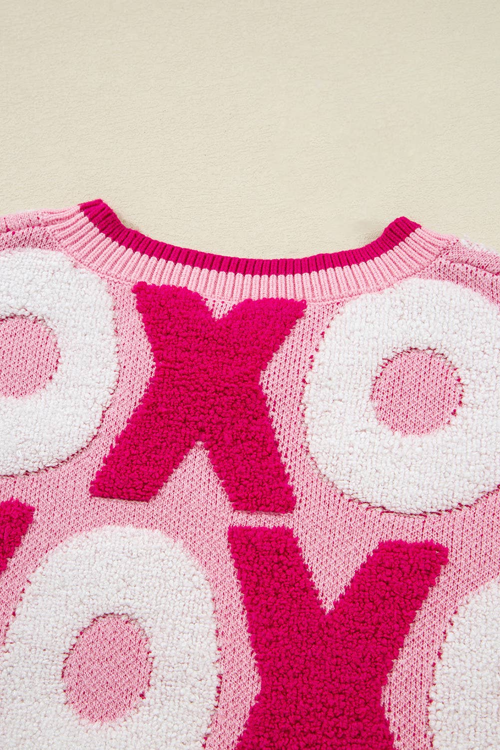 XOXO Pattern Drop Shoulder Sweater