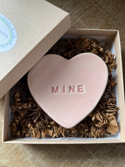 Ceramic Heart Ring Dish - Mine