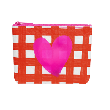 Pink & Red Check Makeup Pouch