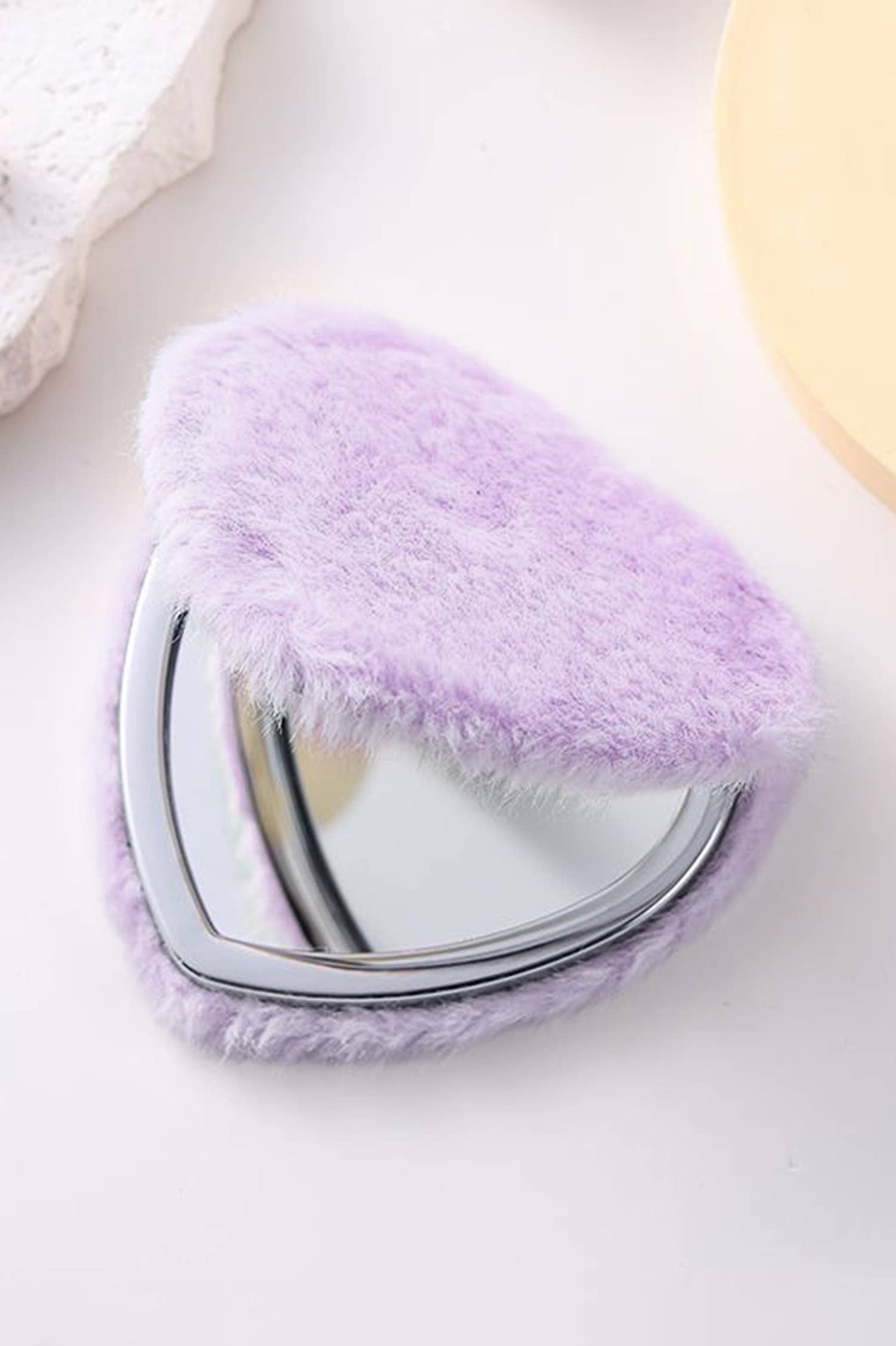 Fluffy Heart Mini Cosmetic Mirror