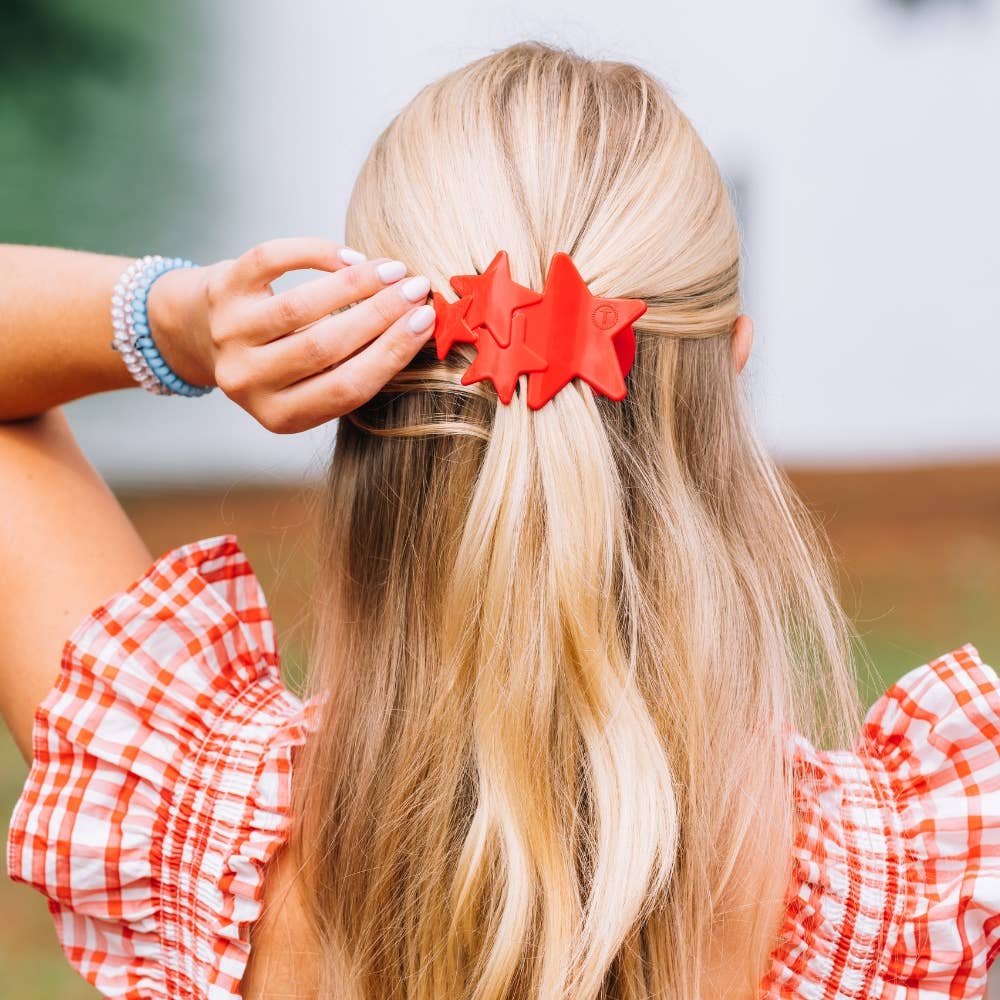Shooting Star Flat Hair Clip - Red