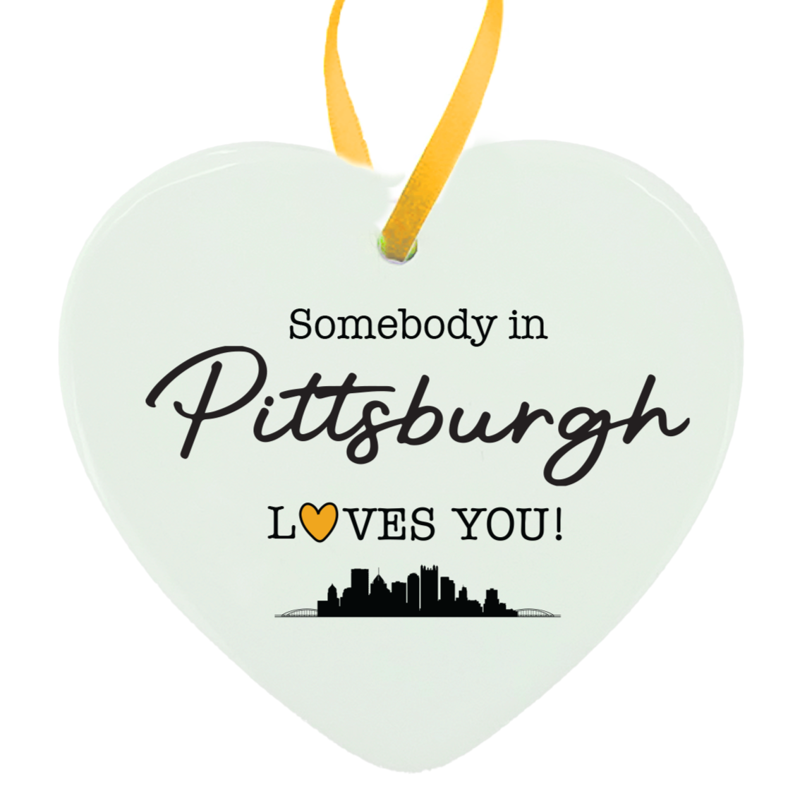 Somebody in Pittsburgh Loves You Heart Ornament