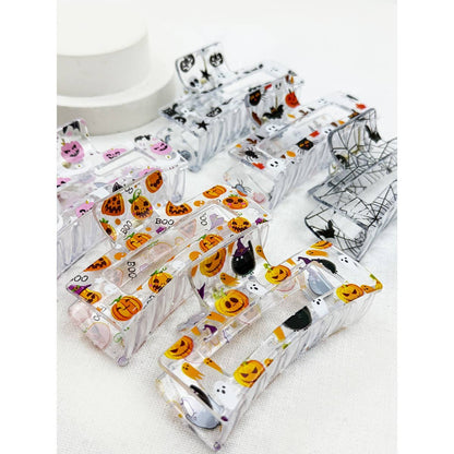 Printed Halloween Square Hair Claw Clip