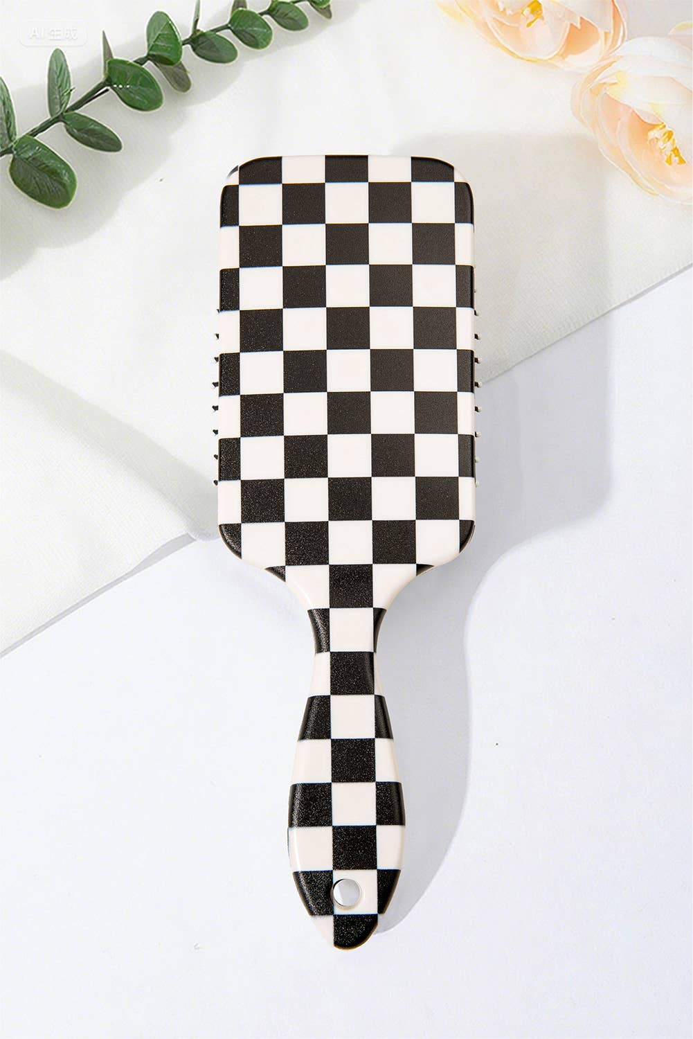 Checkered Air Cushion Hair Brush - Black