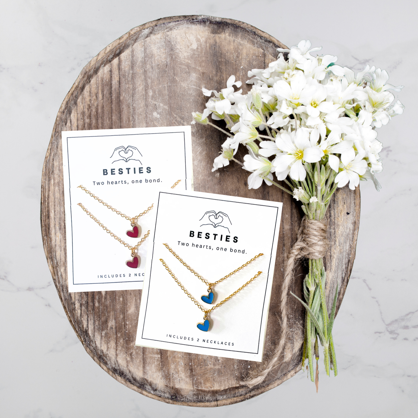 Bestie Heart Necklace Set