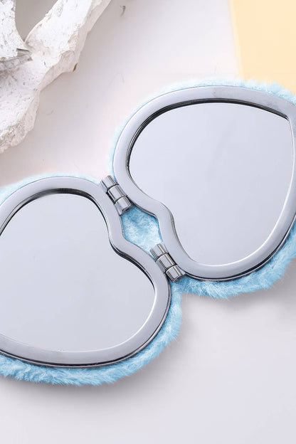 Fluffy Heart Mini Cosmetic Mirror