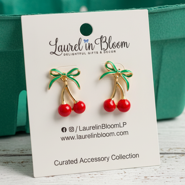 Amalfi Market Cherry Bow Drop Earrings