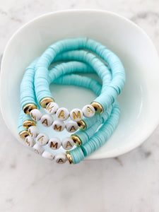 Aqua Heishi Bracelet - Mama