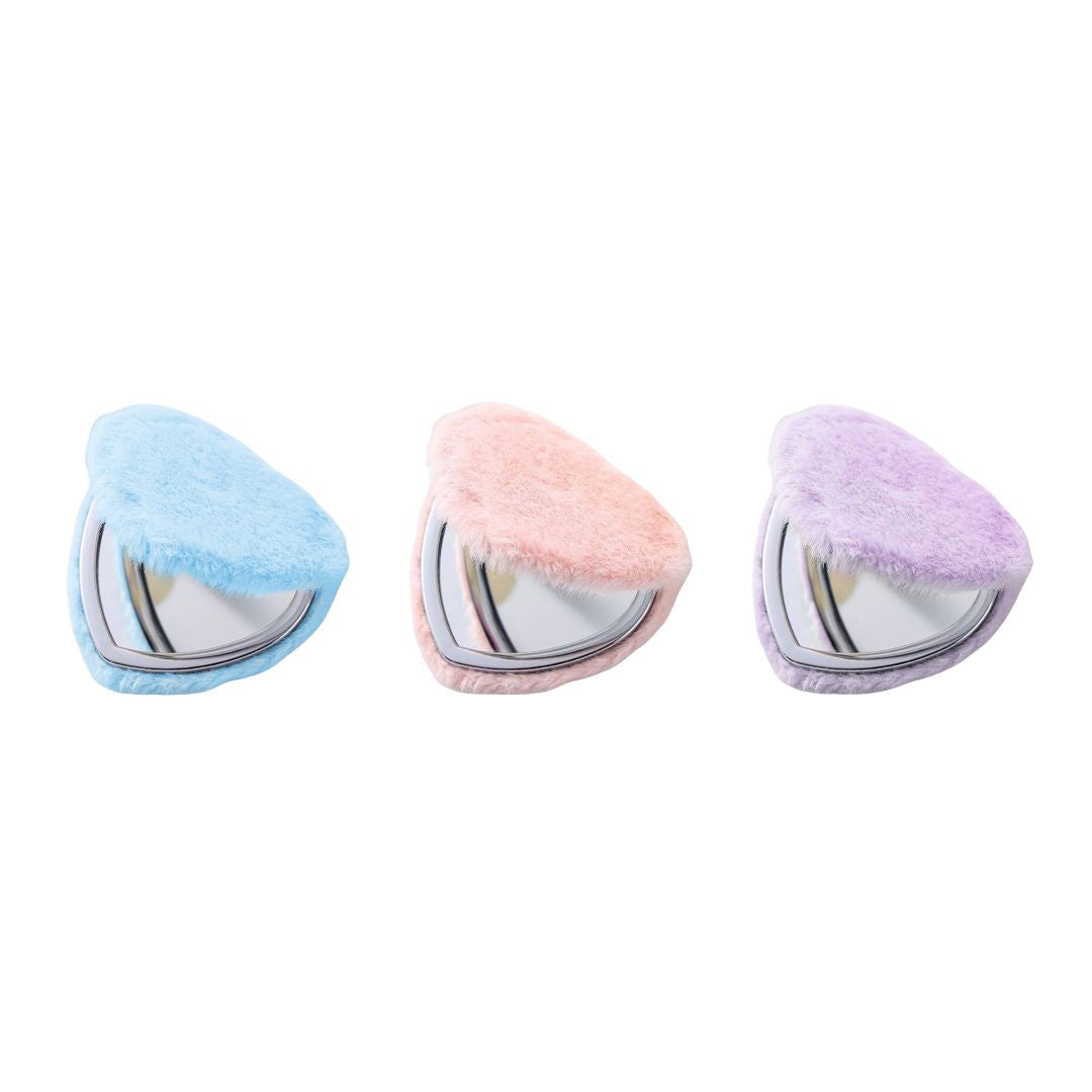Fluffy Heart Mini Cosmetic Mirror
