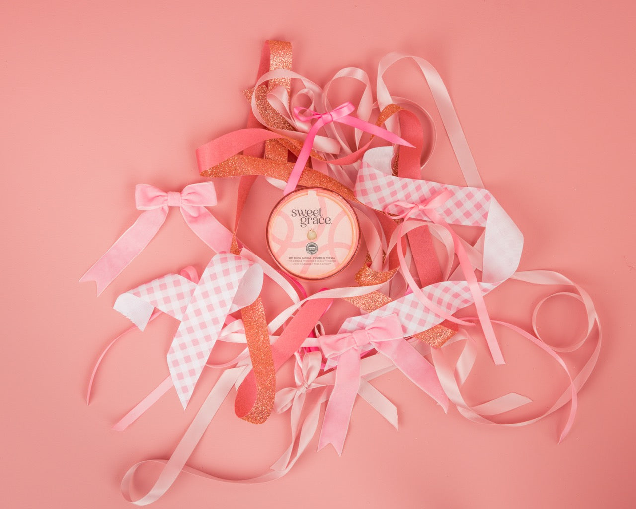 Sweet Grace Pink Bow Candle