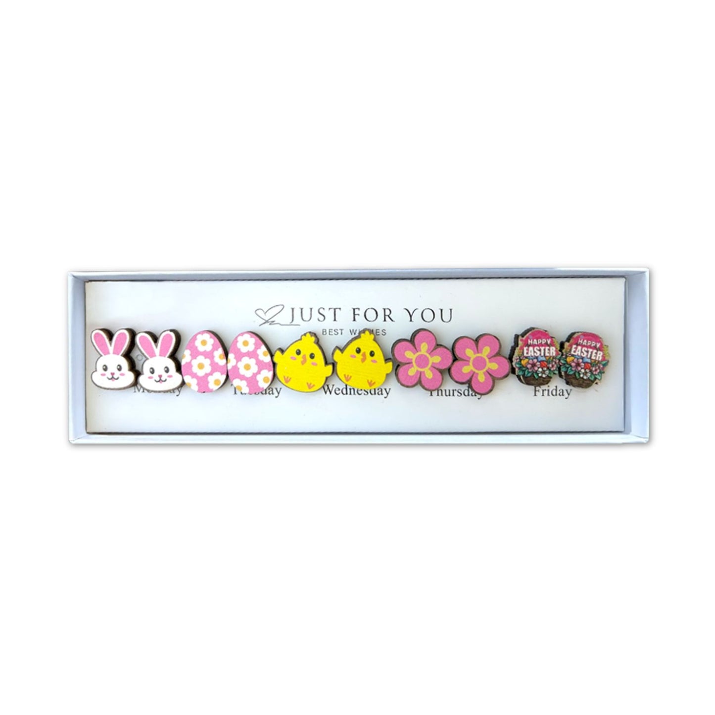 Just For You Earring Gift Box Set - Light Wood Easter Studs