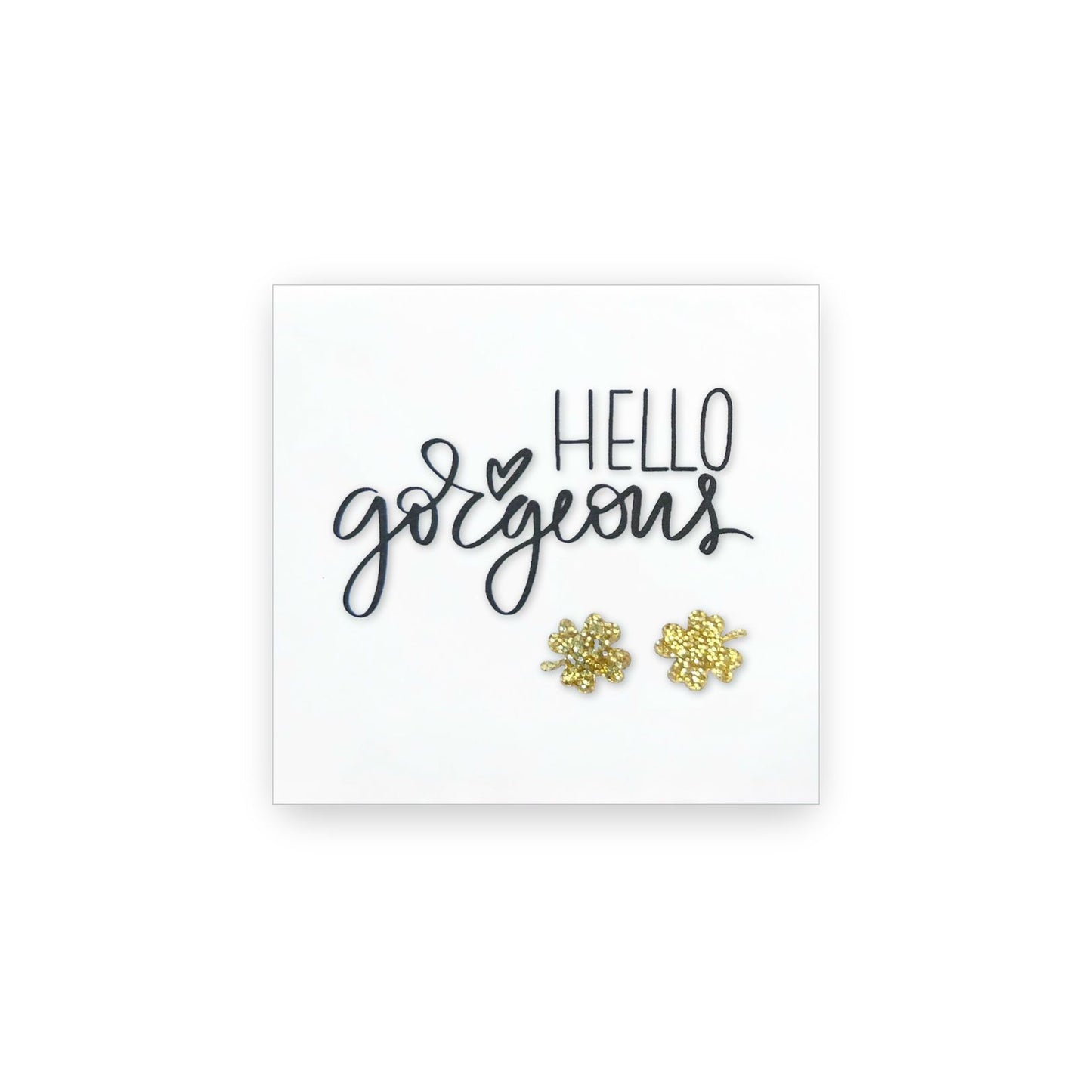 Hello Gorgeous Shamrock Stud Earrings - Gold Sparkle