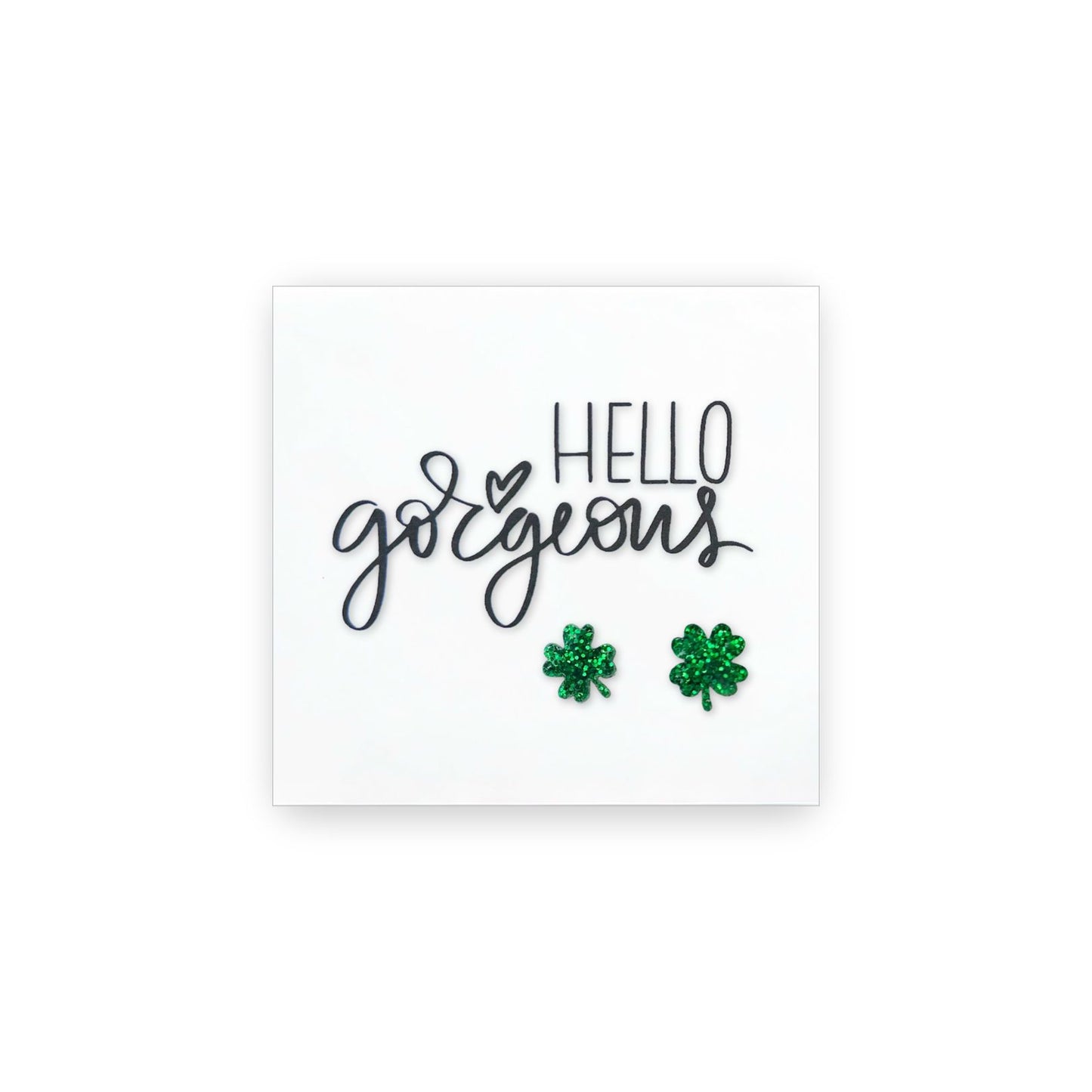 Hello Gorgeous Shamrock Stud Earrings - Green Sparkle