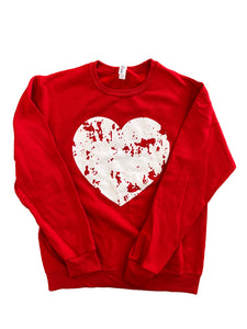 Red Valentine Sweatshirt - White Heart