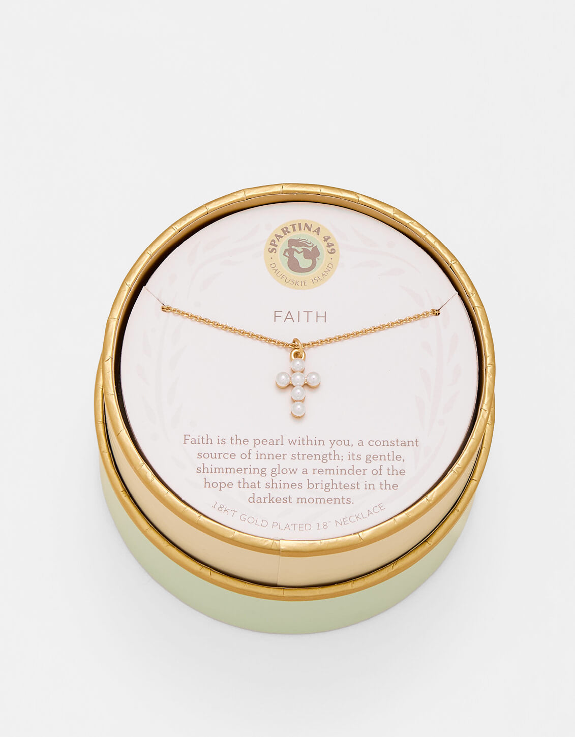 Sea La Vie Necklace Faith/Pearl Cross - Gold