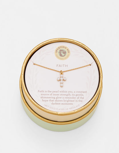 Sea La Vie Necklace Faith/Pearl Cross - Gold
