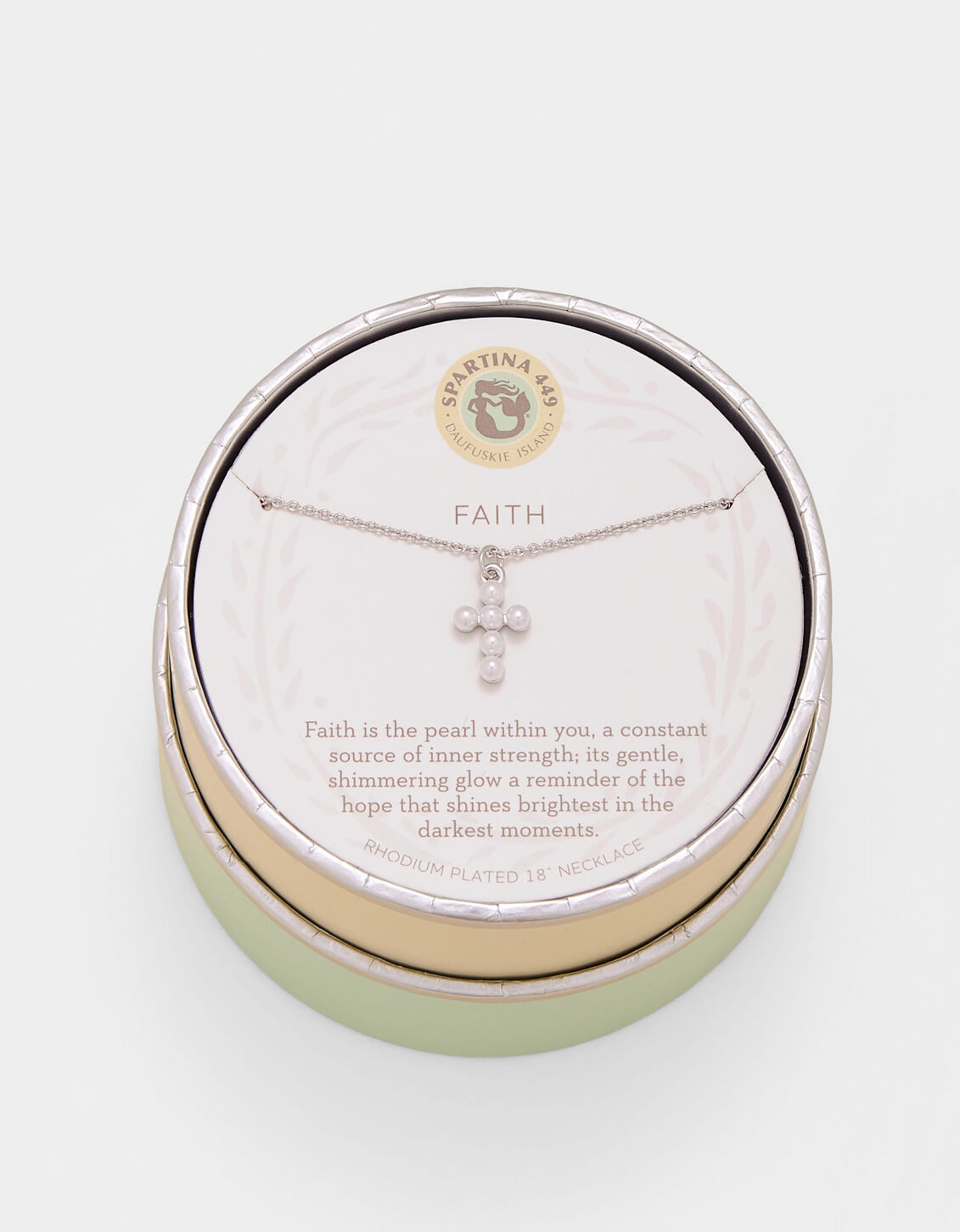 Sea La Vie Necklace Faith/Pearl Cross - Silver