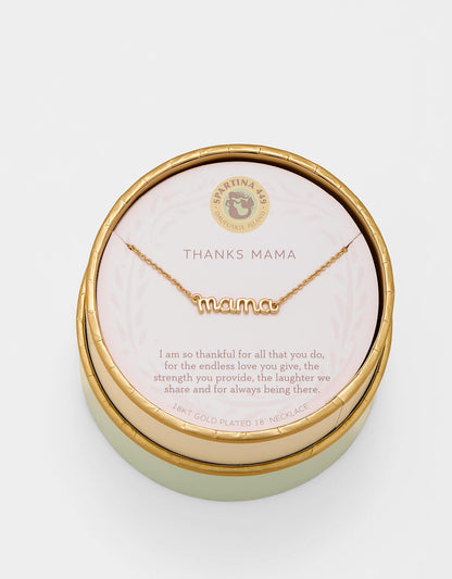 Sea La Vie Necklace Thanks Mama/Script - Gold