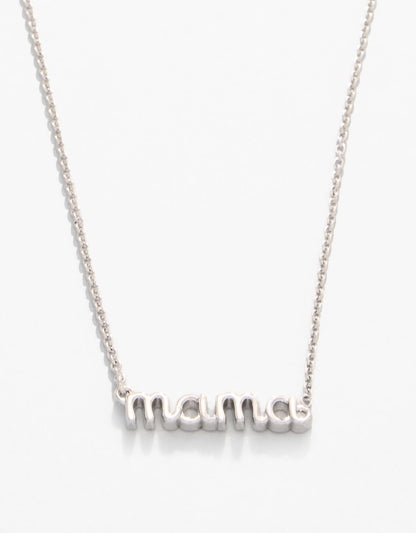 Sea La Vie Necklace Thanks Mama/Script - Silver