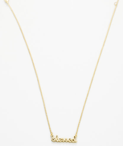 Sea La Vie Necklace Blessed/Script - Gold