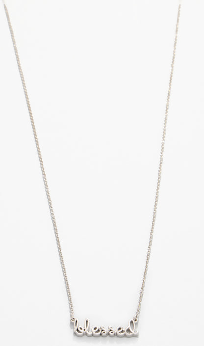 Sea La Vie Necklace Blessed/Script - Silver