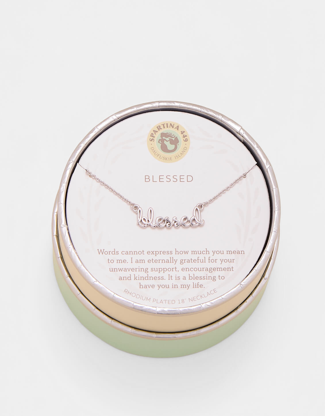 Sea La Vie Necklace Blessed/Script - Silver