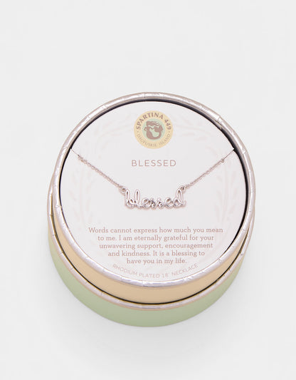 Sea La Vie Necklace Blessed/Script - Silver
