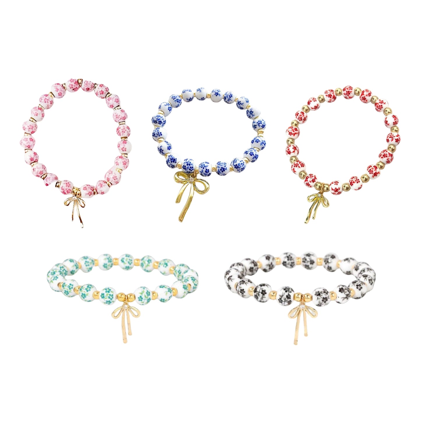 Jen Floral Bow Beaded Bracelets