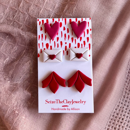 Love Letter Stud Clay Earrings