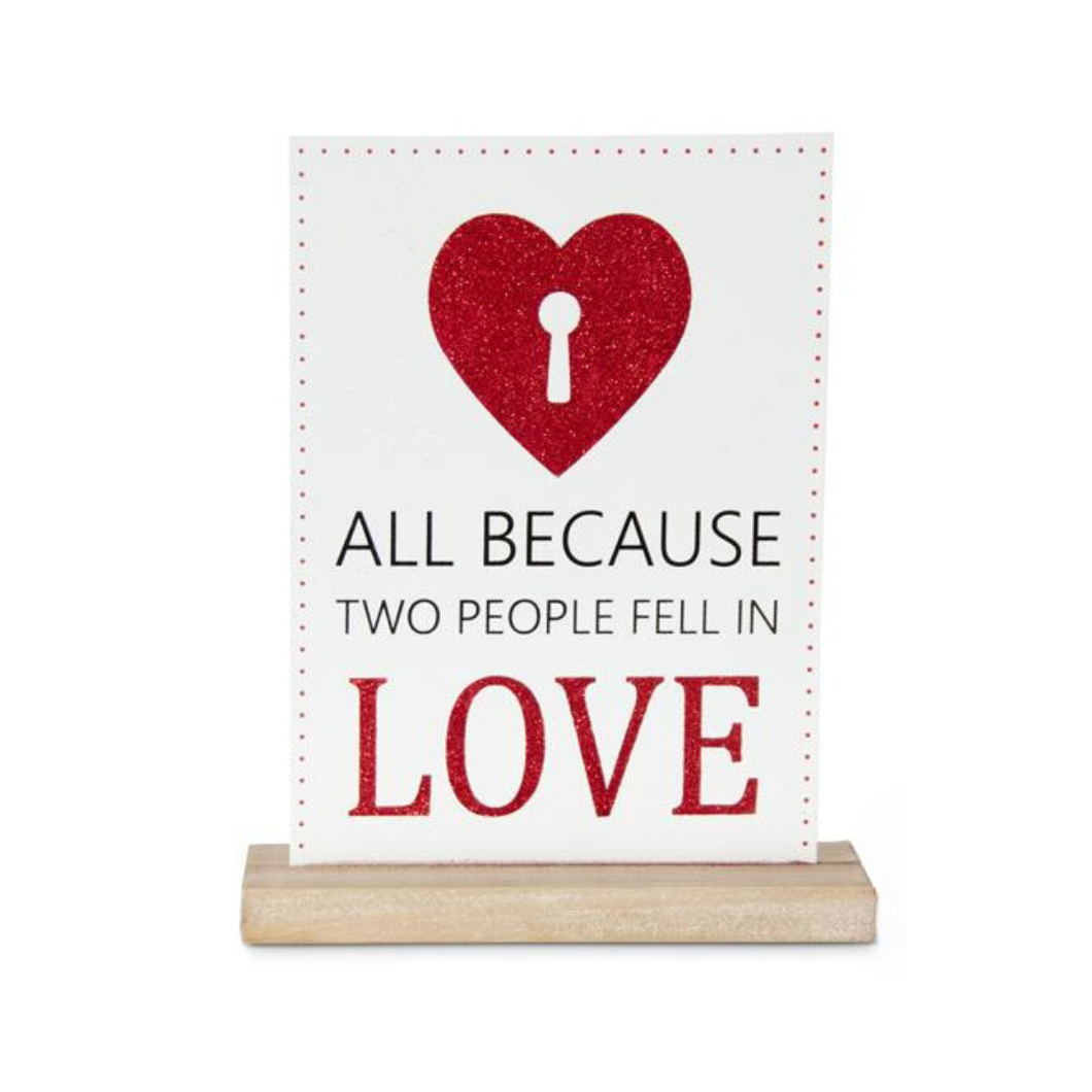 Love Red & White Enameled Valentine Tabletop Sign