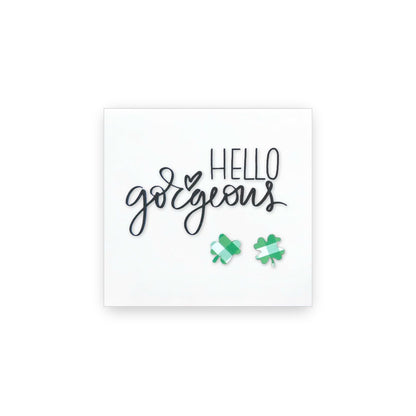Hello Gorgeous Shamrock Stud Earrings - Plaid