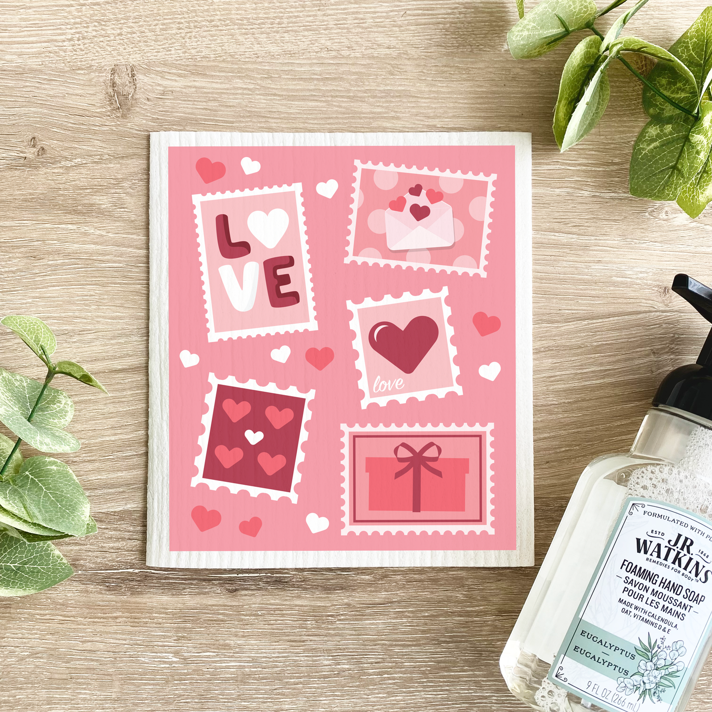 Valentine's Day Stamps Swedish Dishcloth