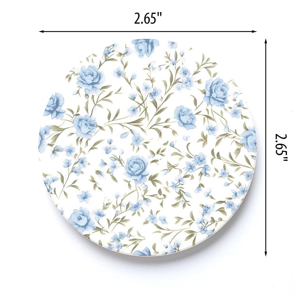 Blue Floral Pattern Car Coaster