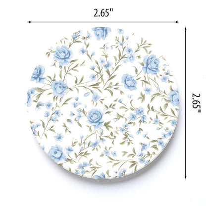 Blue Floral Pattern Car Coaster