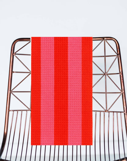 Pink & Red Stripe Microfiber Kitchen Towel