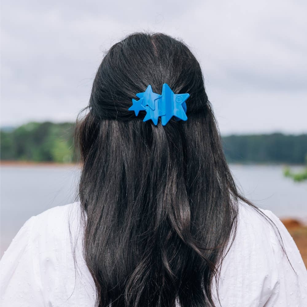 Shooting Star Flat Hair Clip - Blue