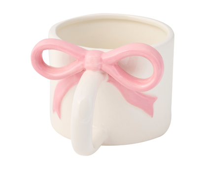Pink Bow Ceramic Mug - Handle