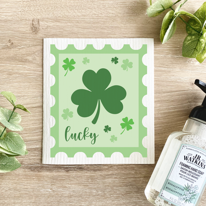 St. Patrick's Day Stamp Swedish Dishcloth