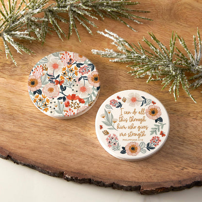 Kalia Lane Floral Bible Verse Car Coaster Set