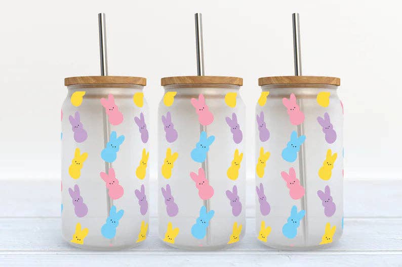 Libbey Glass Tumbler - Marshmallow Easter Bunnies