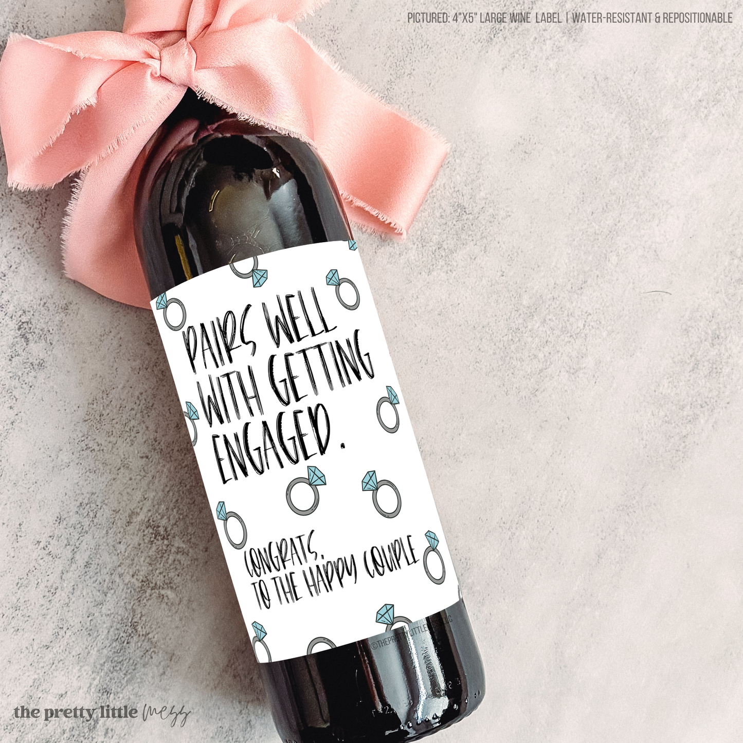 Getting Engaged Ring Pattern - Wine Label