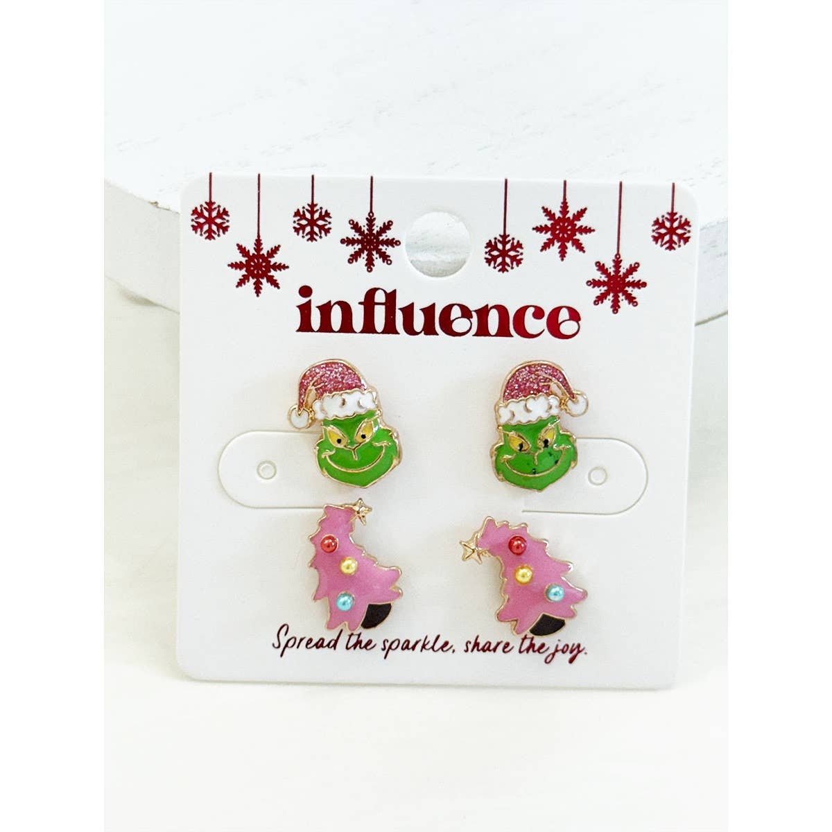 Grinch Santa & Tree Earrings