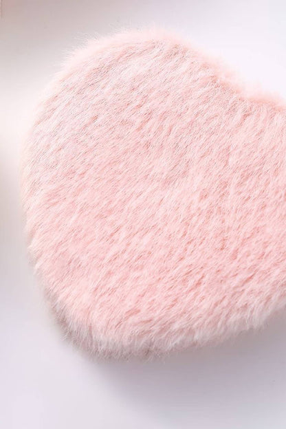 Fluffy Heart Mini Cosmetic Mirror
