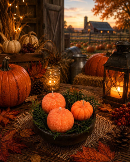 Autumn Pumpkin Wood Wick Candle Bowl